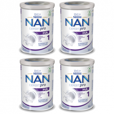 Nestle NAN EXPERTpro HA 1 Hypoalergiczne mleko początkowe dla niemowląt od urodzenia Zestaw 4 x 400 g