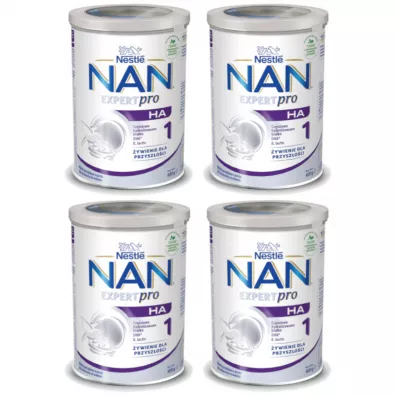Nestle NAN EXPERTpro HA 1 Hypoalergiczne mleko pocztkowe dla niemowlt od urodzenia Zestaw 4 x 400 g
