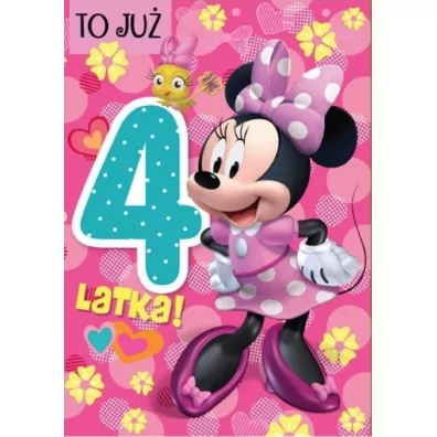Kukartka Karnet B6 DS-010 Urodziny 4 Myszka Minnie