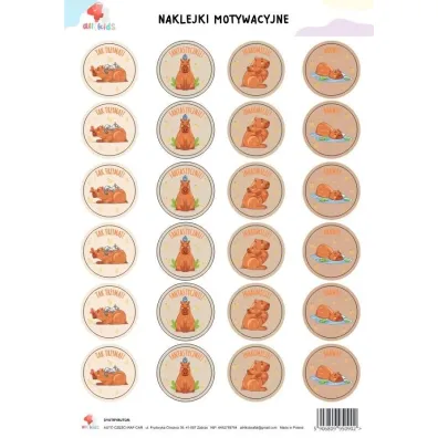 All4Kids Naklejki motywacyjne A4 Kapibara motywiara