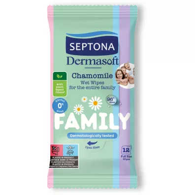 Septona Family Nawil�ane chusteczki z rumiankiem Dermasoft 12 szt.