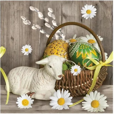 Serwetka Wielkanoc lunch - Lamb next Easter Basket SLWL008601