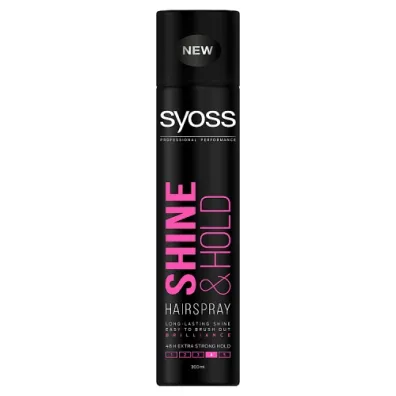 Syoss Shine & Hold Hairspray lakier do w�os�w w sprayu nadaj�cy po�ysk Extra Strong 300 ml