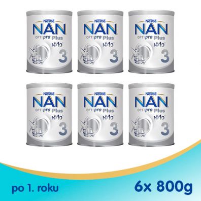 Nestle Nan Optipro Plus 3 HM-O Produkt na bazie mleka junior dla dzieci po 1. roku Zgrzewka 6 x 800 g