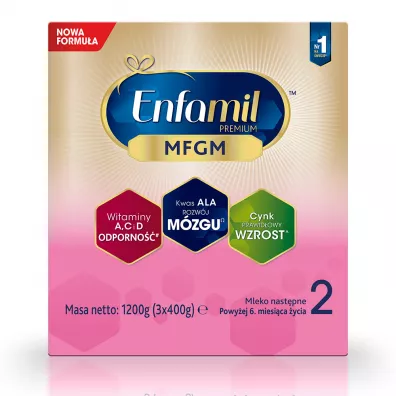 Enfamil Premium 2 MFGM Mleko następne dla niemowląt powyżej 6. miesiąca 1.2 kg Enfamil Premium 2 MFGM Mleko następne dla niemowląt powyżej 6. miesiąca 1.2 kg