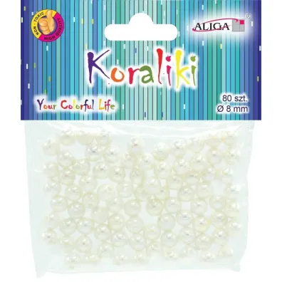 Aliga Koraliki plastikowe opalizuj�ce per�owe 8mm 80 szt
