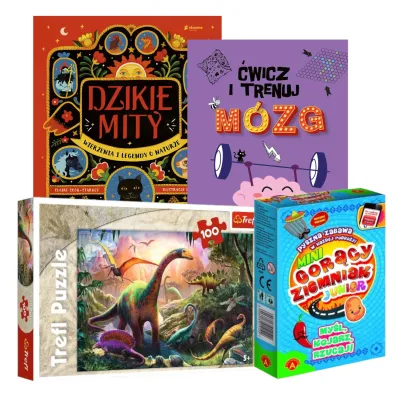 Pakiet: Dzikie mity. Wierzenia i m�dro�ci z natury, �wicz i trenuj m�zg. Kreatywne �amig��wki, Gor�cy Ziemniak. Junior. Mini, Puzzle 100 el. �wiat dinozaur�w