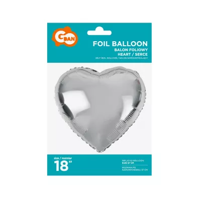 Godan Balon foliowy Serce srebrne 46cm