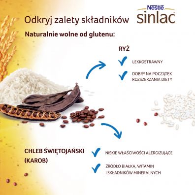 Nestle Sinlac Bezglutenowy produkt zboowy bez laktozy soi i cukru dla niemowlt po 4 miesicu 300 g
