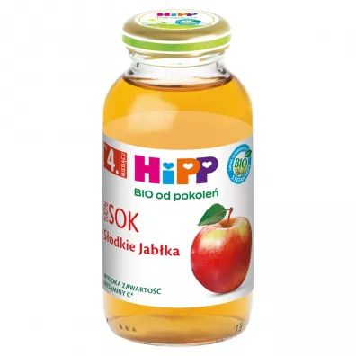 Hipp Sok 100% s�odkie jab�ka po 4. miesi�cu 200 ml Bio