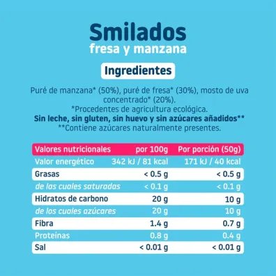 Smileat Lody owocowe do mro�enia o smaku truskawki i jab�ka 6 m+ 5 x 50 g Bio