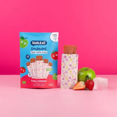 Smileat Lody owocowe do mro�enia o smaku truskawki i jab�ka 6 m+ 5 x 50 g Bio