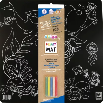 Funny Mat Black - Ocean + kreda. Mata do kolorowania wielokrotnego u�ytku Strigo