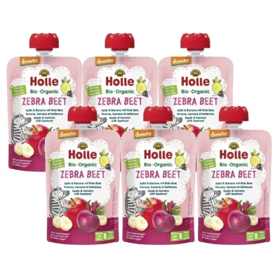 Holle Mus Buraczana Zebra (jab�ko-banan-burak) od 6. miesi�ca Demeter Zestaw 6 x 100 g