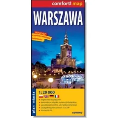 Warszawa Plan miasta 1: 29 000 laminowana