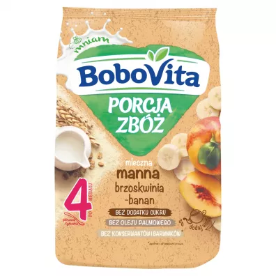 BoboVita Porcja Zb Kaszka mleczna manna brzoskwinia-banan po 4 miesicu 210 g