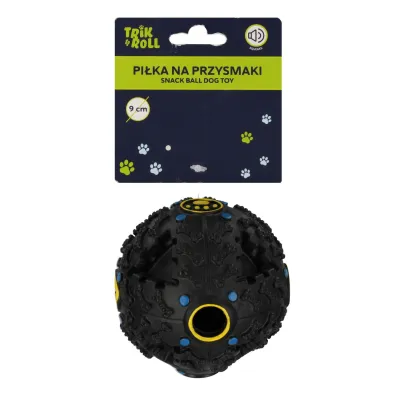 Pi�ka dla psa z d�wi�kiem 9cm na przysmaki czarna TRIK&ROLL 560874