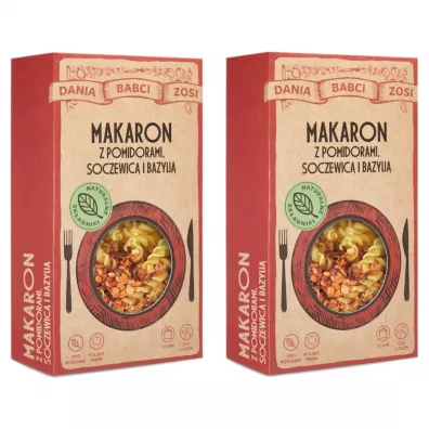 Dania Babci Zosi Makaron z pomidorami, soczewic i bazyli Zestaw 2 x 180 g
