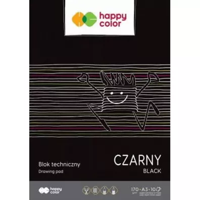 Blok techniczny A3 Happy Color czarny 170g 10 szt.