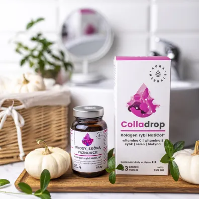 Aura Herbals Colladrop - kolagen rybi w p�ynie + witamina C Suplement diety 500 ml