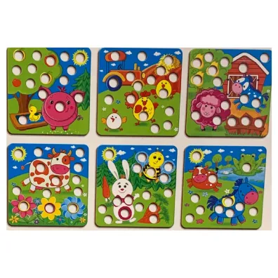 Puzzle Drewniana mozaika - farma Roter Kafer