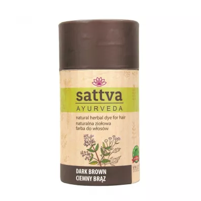 Sattva Natural Herbal Dye for Hair naturalna zioowa farba do wosw Dark Brown 150 g