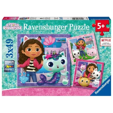 Puzzle dla dzieci 3x49 el. Koci Domek Gabi Ravensburger