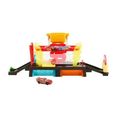 Cars. Myjnia samochodowa + autko ze zmian� koloru Mattel
