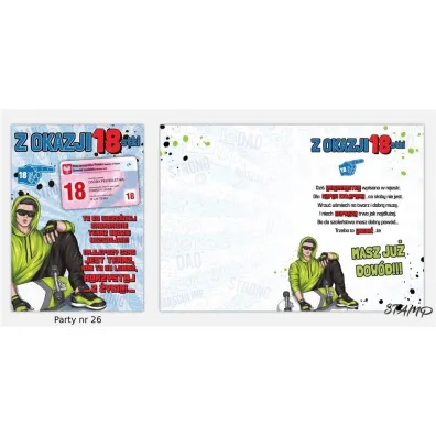 Stamp Karnet Party B6 + koperta wz�r nr 26 Urodziny 18