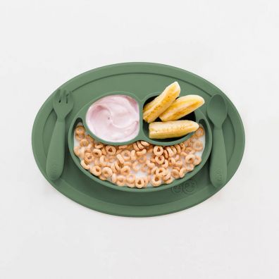 Ezpz Komplet naczy silikonowych Mini Feeding Set oliwkowy
