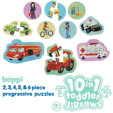 Puzzle progresywne Boppi 10w1 Pojazdy i zawody 30 element�w