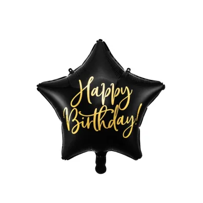 PartyDeco Balon foliowy Happy Birthday czarny 40cm