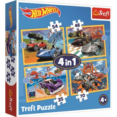 Puzzle 4w1 Pojazdy Hot Wheels TREFL