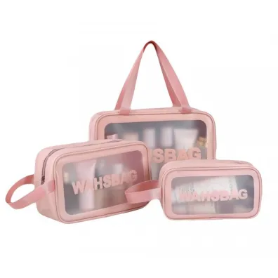 Ecarla Washbag zestaw kosmetyczek Pudrowy R� KS83 3 szt.