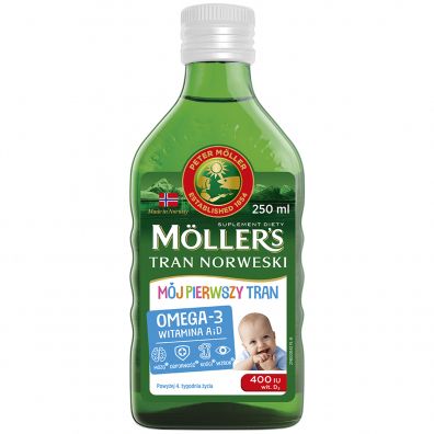 Moller`s Mój Pierwszy Tran norweski dla dzieci suplement diety 250 ml