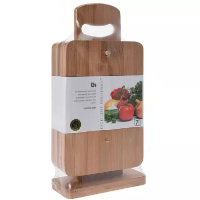 Excellent Houseware Deski bambusowe na stojaku zestaw 6 szt.