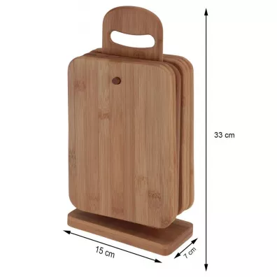 Excellent Houseware Deski bambusowe na stojaku zestaw 6 szt.