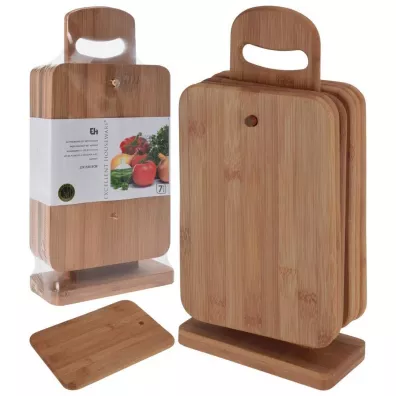 Excellent Houseware Deski bambusowe na stojaku zestaw 6 szt.