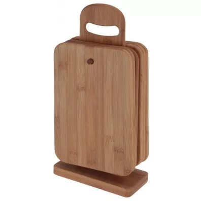 Excellent Houseware Deski bambusowe na stojaku zestaw 6 szt.