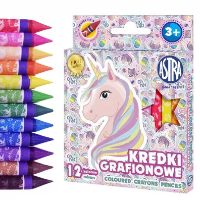 Kredki �wiecowe Astrakids grafionowe, 12 kol. - Jednoro�ec (316121009)