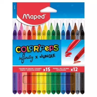 Maped Zestaw Infinity kredki 15szt + Flamastry Jungle 12szt
