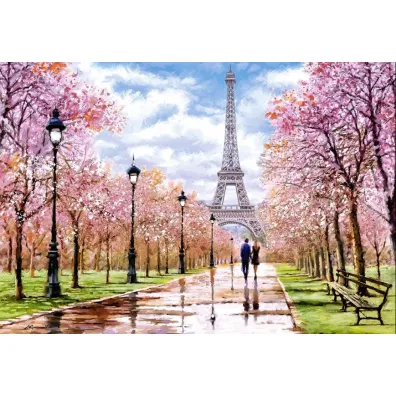 Puzzle 1000 el. Romantyczny spacer w Pary�u Castorland