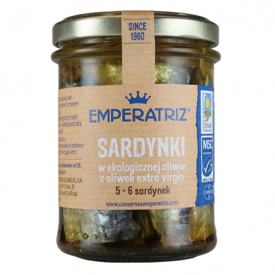 Emperatriz Sardynki europejskie w oliwie z oliwek extra virgin 190 g Bio