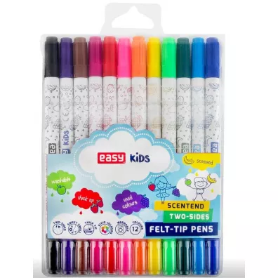 Easy Stationery Flamastry spieralne zapachowe dwustronne 12 szt.