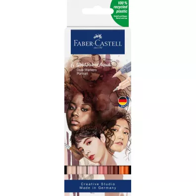 Faber-Castell Pisak akwarelowy goldfaber aqua dwustronny zestaw portrait 6 szt.