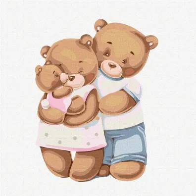 Malowanie po numerach - Szcz�liwa rodzina misi�w Kids 30x30cm Ideyka