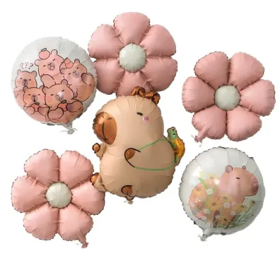 dpCraft Balony foliowe matowe kapibara - stokrotka 6 szt