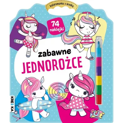 Zabawne jednoro�ce. Kolorowanka z kredk�