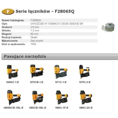 Bostitch Gwo�dzie f 2,80-65 p q 7,5m