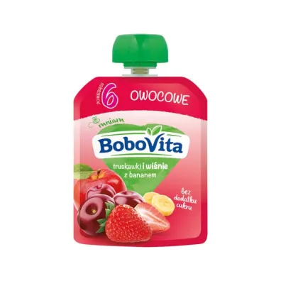 BoboVita Mus truskawki i wi�nie z bananem po 6. miesi�cu 80 g